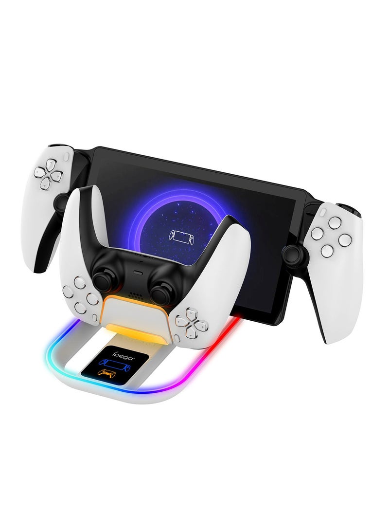 عام PlayStation Portal محمول مزدوج محطة شحن، مزدوج شاحن لجهاز التحكم PS5 مع أضواء RGB ملونة - Image 3