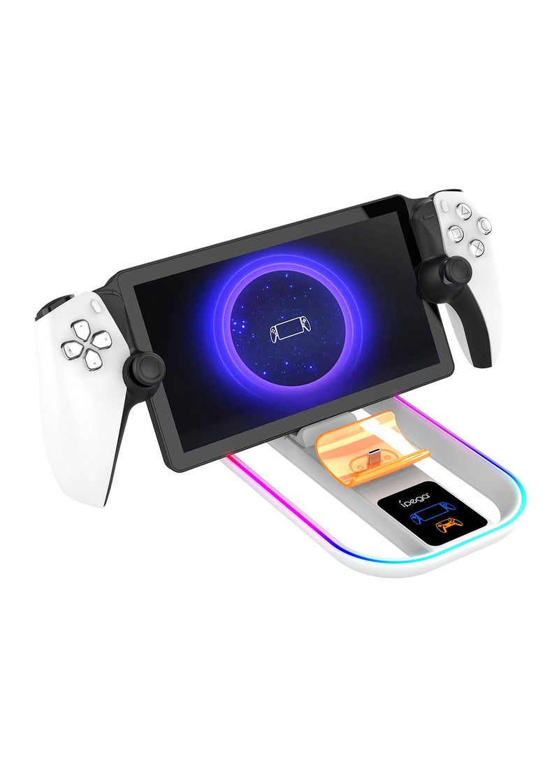 عام PlayStation Portal محمول مزدوج محطة شحن، مزدوج شاحن لجهاز التحكم PS5 مع أضواء RGB ملونة - Image 2