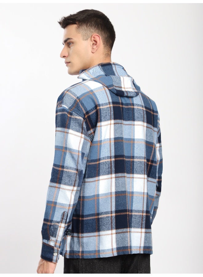 Beyoung Blue Detachable Hoodie Flannel Shirt  - Image 5