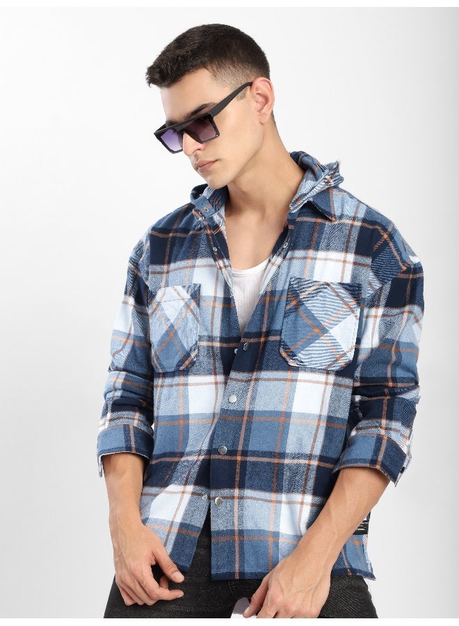 Beyoung Blue Detachable Hoodie Flannel Shirt  - Image 4