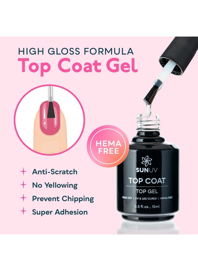 SUNUV - 15Ml Gel Top Coat And Base Coat Set, Gel Nail Polish Kit 2 Pack, Hema Free Gel For Nails Art Manicure Uv Nail Lamp No Wipe High Gloss Gifts For Women - Image 1