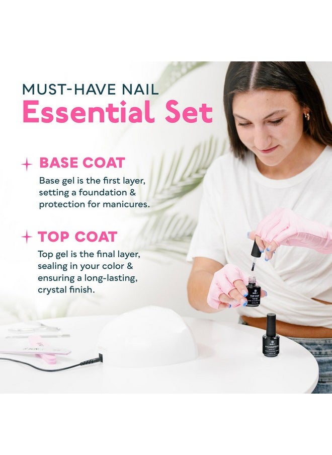 SUNUV - 15Ml Gel Top Coat And Base Coat Set, Gel Nail Polish Kit 2 Pack, Hema Free Gel For Nails Art Manicure Uv Nail Lamp No Wipe High Gloss Gifts For Women - Image 1