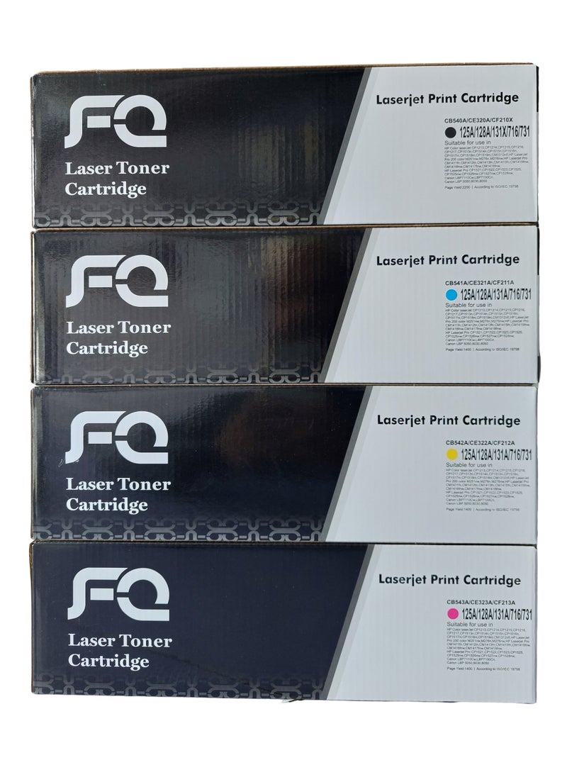 FQ Compatible With Toner Cartridge Full Set of HP 125A/128A/131A And Canon 716/731 Replacement For Hp LaserJet CM1312 CM1312nfi CP1215 CP1515n CP1518ni CF210 CF211 CF212 CF213 Pro 200 M251nw M276nw M276n,CE320 CE321 CE322 CE323 Pro CM1415fn Works With Canon LBP 7110cw LBP 7100cn Canon LBP 5050 8030 8050  - Image 1