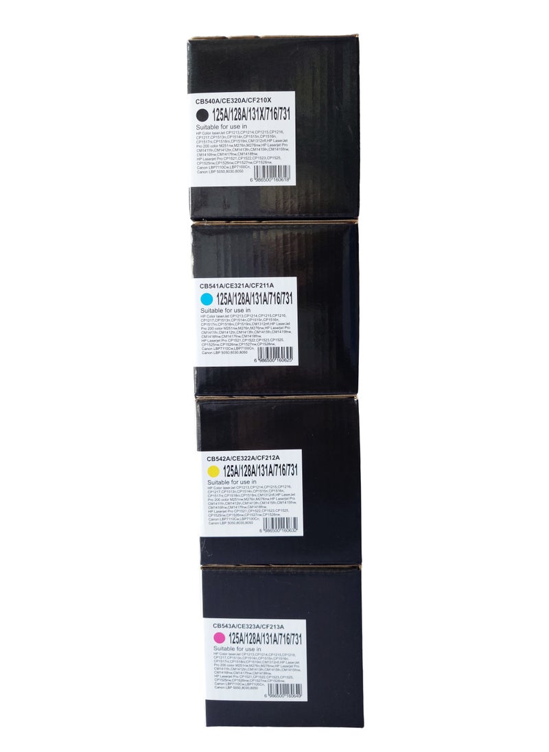 FQ Compatible With Toner Cartridge Full Set of HP 125A/128A/131A And Canon 716/731 Replacement For Hp LaserJet CM1312 CM1312nfi CP1215 CP1515n CP1518ni CF210 CF211 CF212 CF213 Pro 200 M251nw M276nw M276n,CE320 CE321 CE322 CE323 Pro CM1415fn Works With Canon LBP 7110cw LBP 7100cn Canon LBP 5050 8030 8050  - Image 2