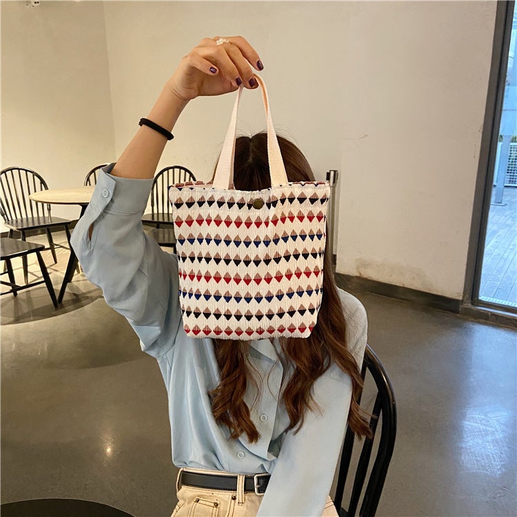 912132 South Korea Ins Small Fresh Cute Small Cloth Bag Women'S Wrinkled Printed Handbag Lunch Bag - Image 5