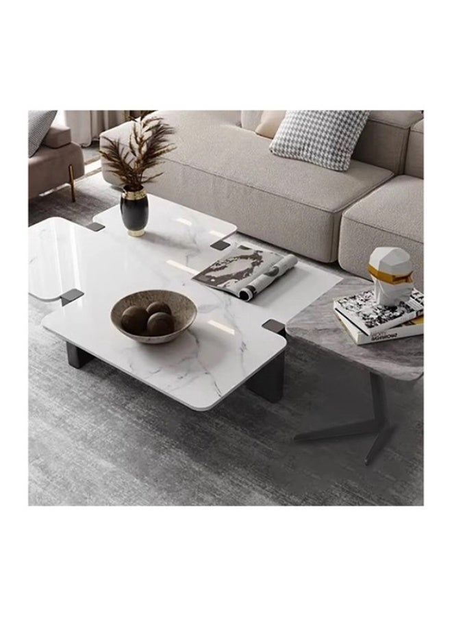YI ONE Coffee Table  – Rectangle Marble Top Coffee Table with Wooden Legs, Luxury White & Black Design for Living Room - Image 4