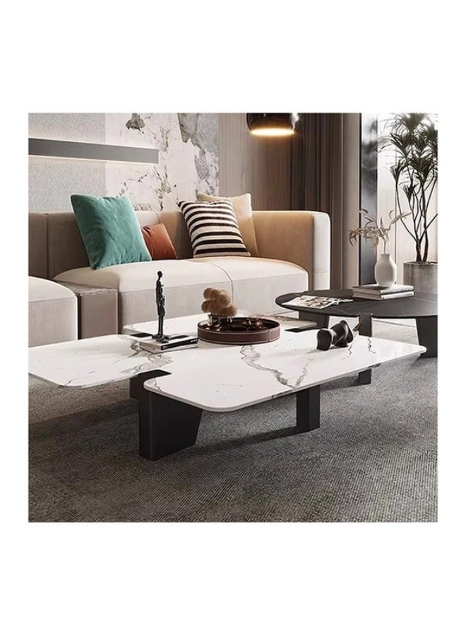 YI ONE Coffee Table  – Rectangle Marble Top Coffee Table with Wooden Legs, Luxury White & Black Design for Living Room - Image 1