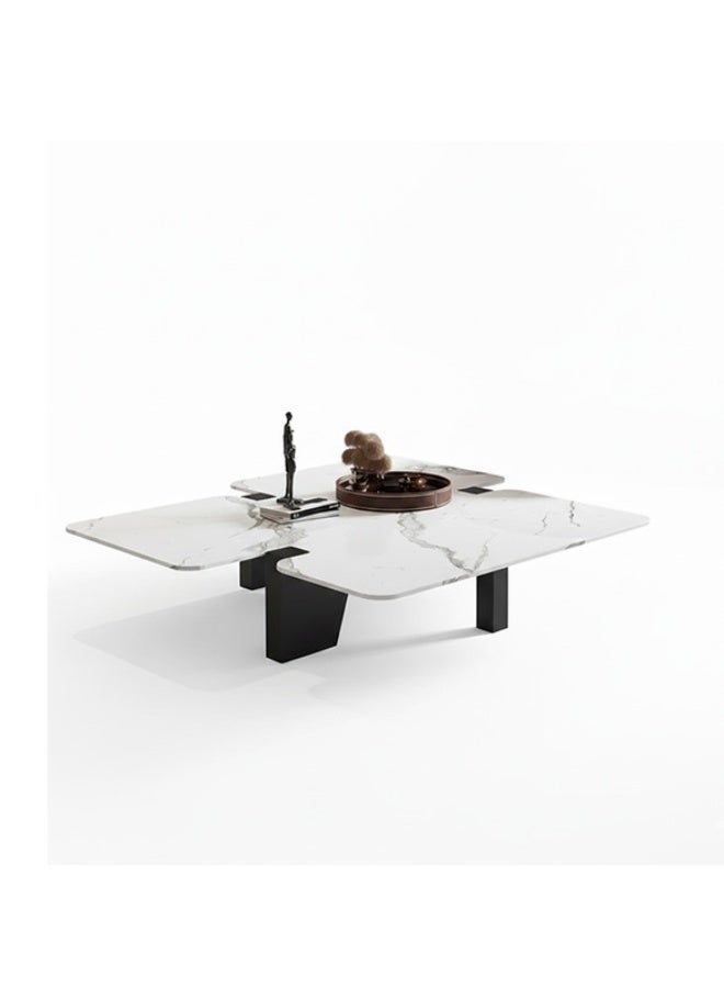 YI ONE Coffee Table  – Rectangle Marble Top Coffee Table with Wooden Legs, Luxury White & Black Design for Living Room - Image 2