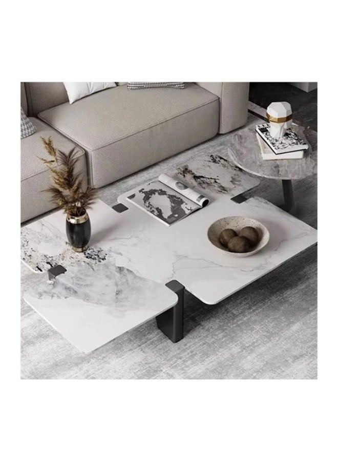 YI ONE Coffee Table  – Rectangle Marble Top Coffee Table with Wooden Legs, Luxury White & Black Design for Living Room - Image 5
