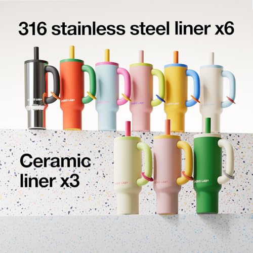 CHAKO LAB BaWang Insulated Stainless Steel Tumbler | Tumbler with Handle and Straw 33oz | Cup Holder Friendly for Travel | Leakproof Water Bottle | BPA-Free | 316 stainless steel liner| pink＆blue - Image 2