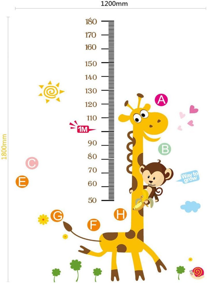 GGOOT removable cycle-usable cartoon wall sticker for kid's bedroom animal Height Chart in Nursery Children Room colourful Wall Decal for house home mural Décor height meter wallpaper - Image 3