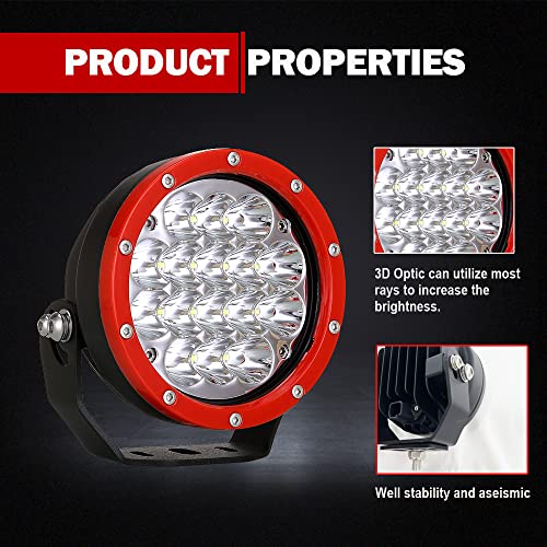 BIGLION.X 5Inch 2Pcs 160W Red Round Offroad Lights 18800LM Super Bright Amber Offroad Driving Lights Yellow Work Lights Waterproof IP68 12V 24V with Wiring Harness for Trucks Pickup ATV UTV SUV - Image 3