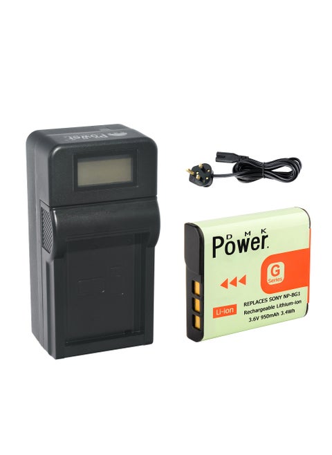DMK Power NP-BG1 Battery 950mAh with TC1000 Battery Charger Compatible with Sony DSC-H3 DSC-H7 etc,