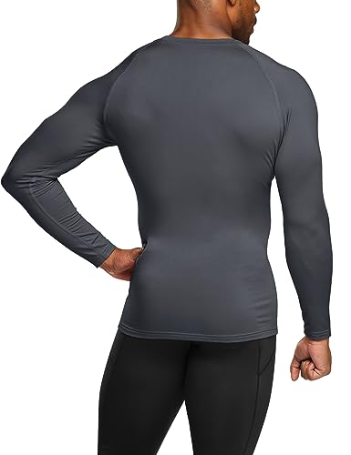 TSLA Men's Thermal Long Sleeve Compression Shirts, Athletic Base Layer Top, Winter Gear Running T-Shirt, Heat Core 2pack Black/Charcoal, Large - Image 3