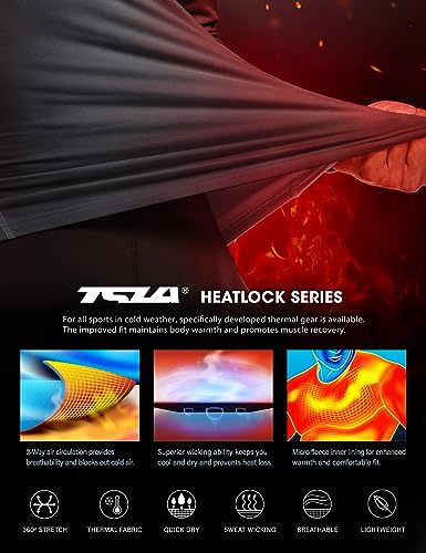 TSLA Men's Thermal Long Sleeve Compression Shirts, Athletic Base Layer Top, Winter Gear Running T-Shirt, Heat Core 2pack Black/Charcoal, Large - Image 4