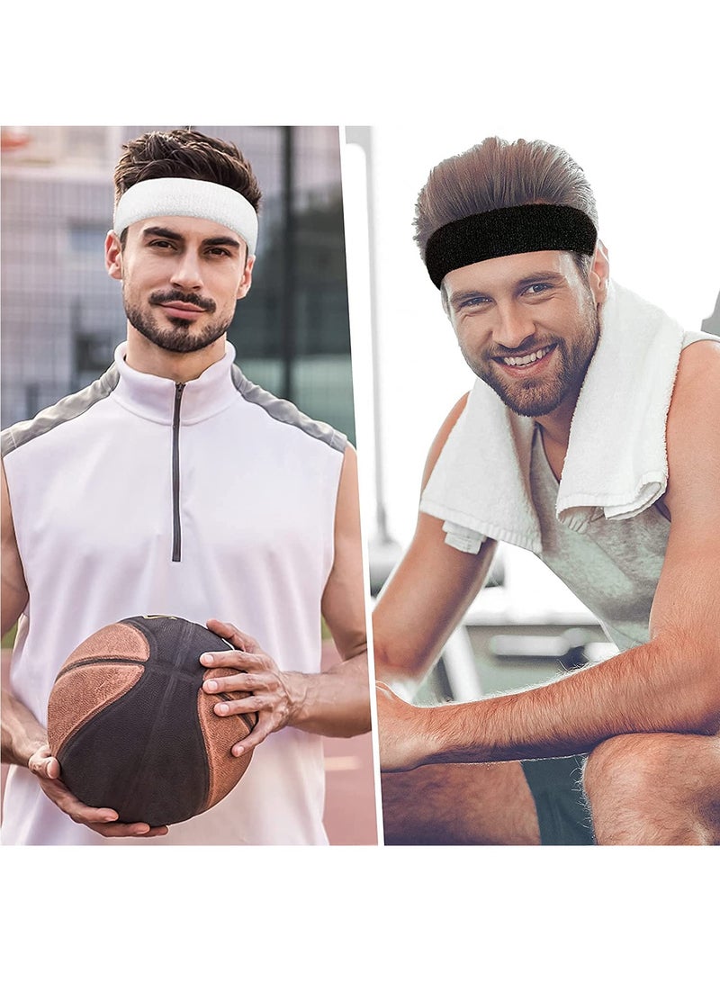 SOLARAE Sports Headband for Men & Women - Moisture Wicking Athletic Cotton Terry Cloth Sweatband for Tennis, Basketball, Running, Gym, Working Out（3 Pack） - Image 4