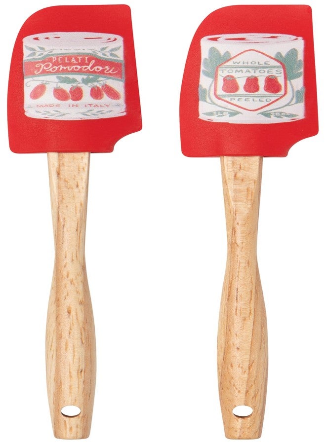 Now Designs Pomodori Mini Spatulas Set of 2, 7in, Silicone Head with Wood Handle, Vintage-Inspired Kitchen Utensils - Image 1