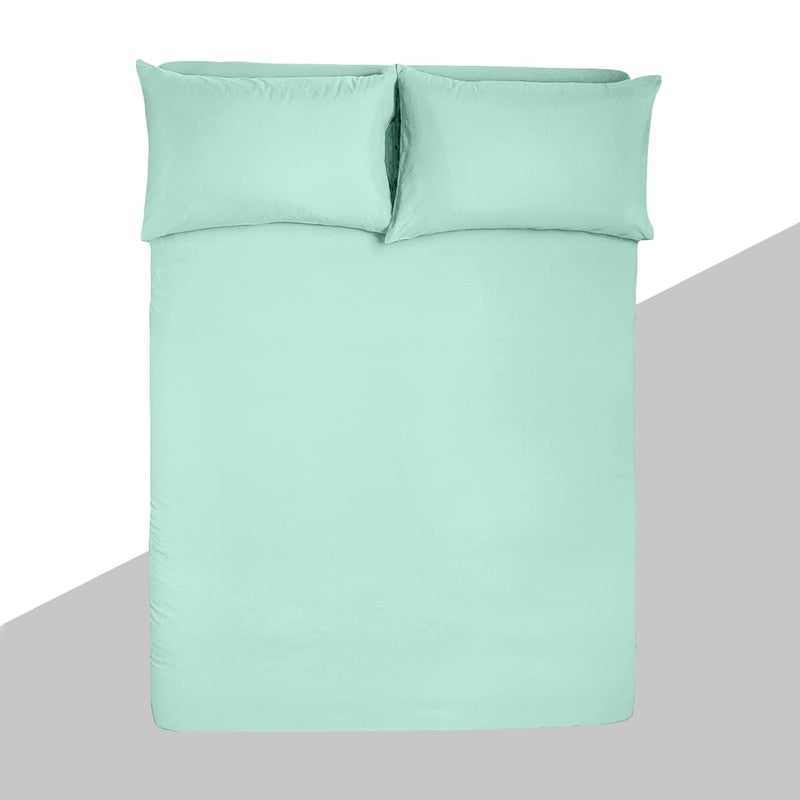 bien LIVING Cotton Bedsheet 1 Pillow Cover Sea Foam Green Single - Image 2