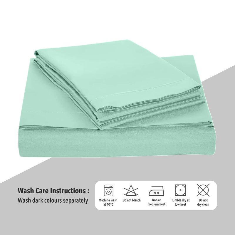 bien LIVING Cotton Bedsheet 1 Pillow Cover Sea Foam Green Single - Image 3