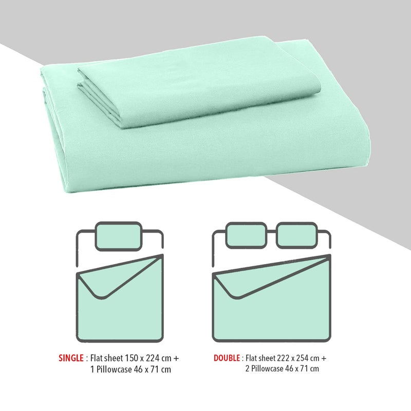 bien LIVING Cotton Bedsheet 1 Pillow Cover Sea Foam Green Single - Image 4