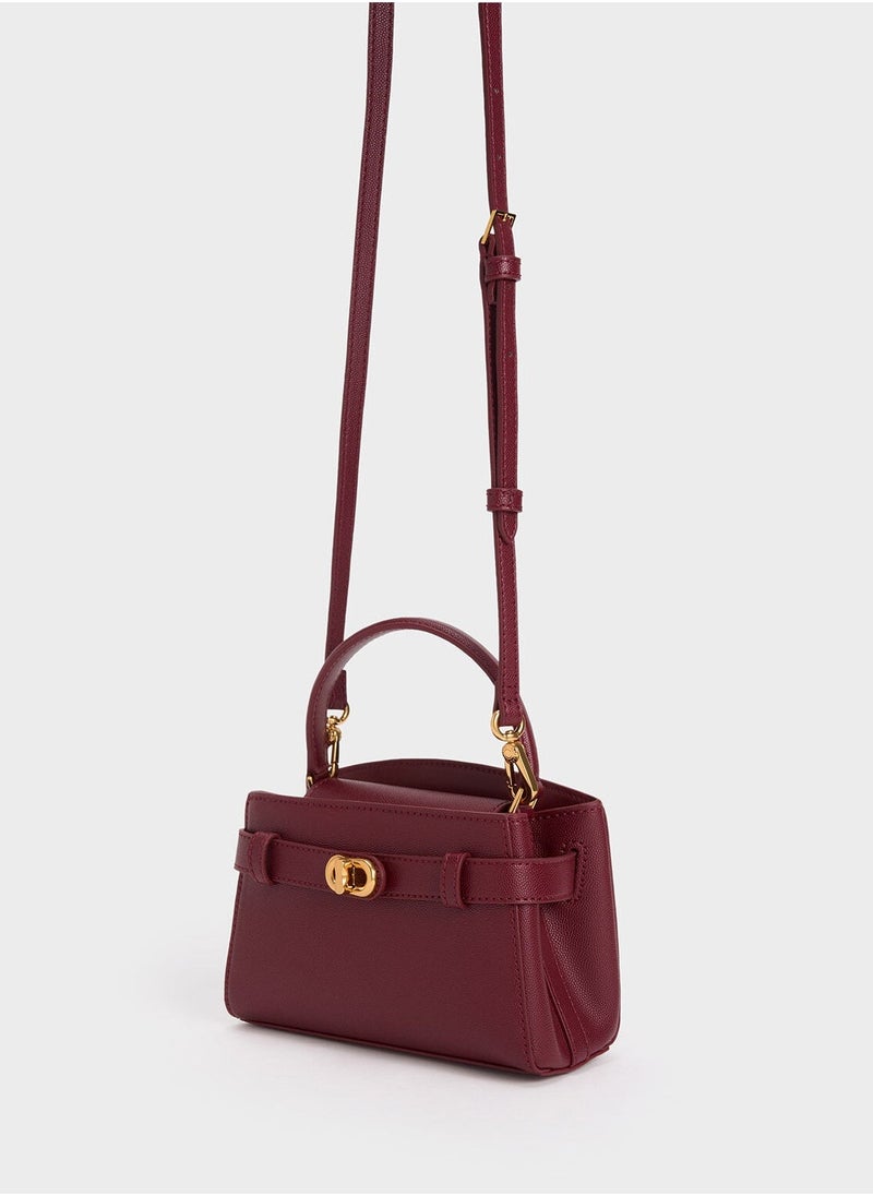 Charles & Keith Charles & Keith Metal Buckle Strap Tote Shoulder Bag  - Image 4