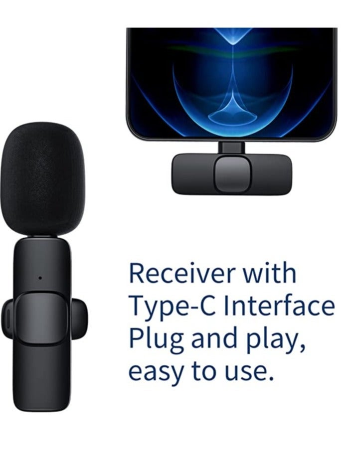 Mini Wireless Lavalier Microphone 360° Omnidirectional Lapel Mic Noise Reduction Compatible with Type-C Android Smartphone Tablet for YouTube Facebook Live Streaming Video Recording Vlog Interview - Image 2