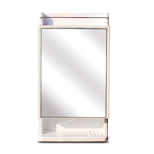 BRANCO Bathroom Mirror Cabinet Rich Look with Mirror | Makeup Accessories Strong and Heavy Plastic Corner Organizer Cabinet (White) - Image 3