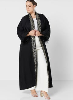 Border Foil Print Abaya With Sheila