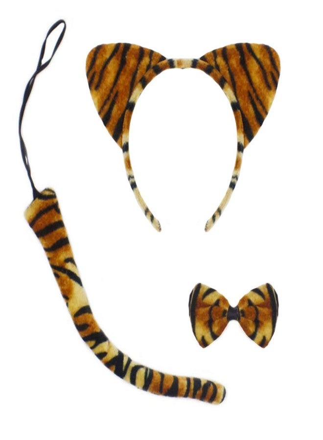 CBLUO Halloween Cat Ears Headband Kitty Bow Tie Tail Women Cat Hair Hoops Kitten Hair Bands Headpiece Hairband Christmas Birthday Party Decoration Cosplay Costume Handmade Hair Accessories Tiger - Image 5