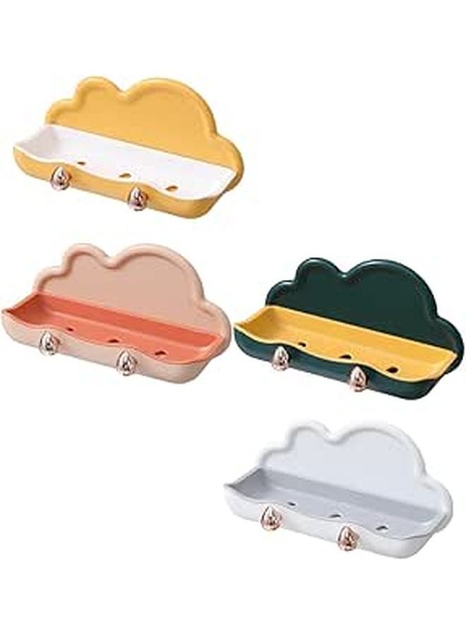 Double Layer Plastic Soap Holder Set with Hooks Adhesive Wall Mount for Bathroom Kitchen - Image 1