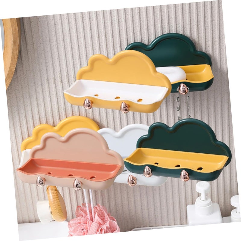 Double Layer Plastic Soap Holder Set with Hooks Adhesive Wall Mount for Bathroom Kitchen - Image 5