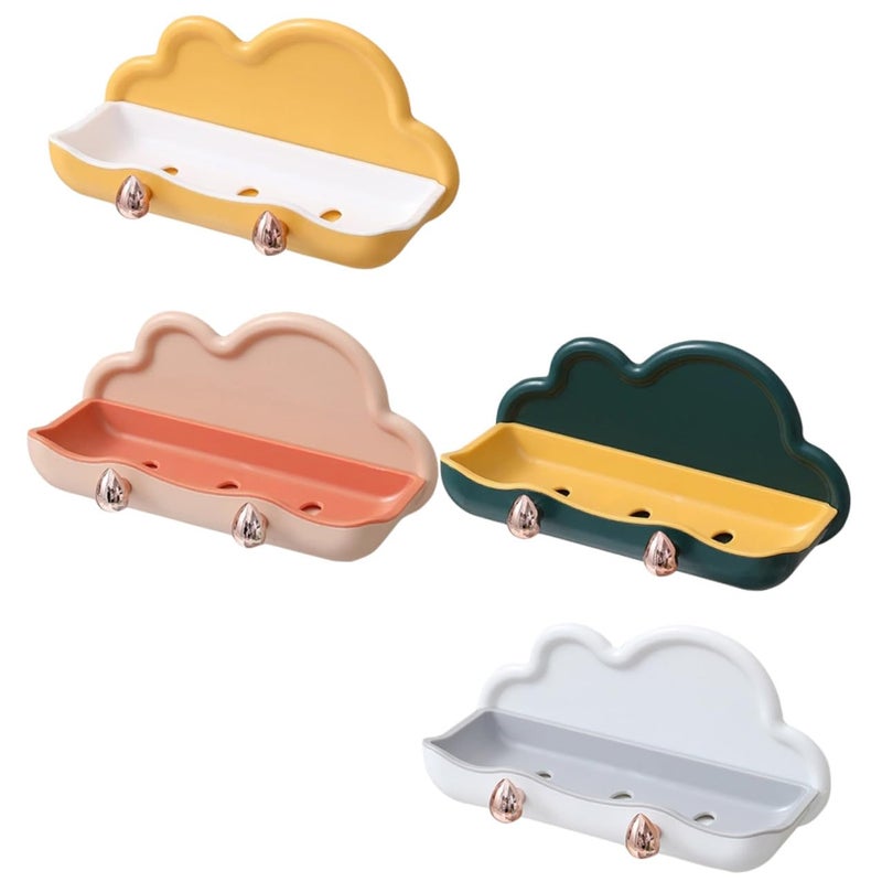 Double Layer Plastic Soap Holder Set with Hooks Adhesive Wall Mount for Bathroom Kitchen - Image 2