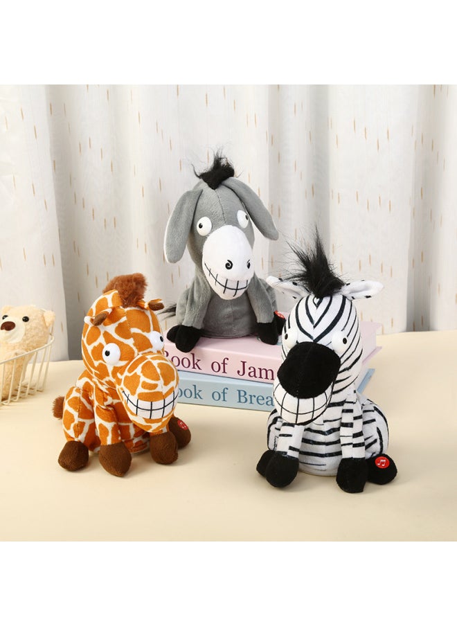 Electric Prairie Animal Plush Toy Simulation Zebra Cute Giraffe Doll Children's Day Gift Wholesale-Color:Zebra  - Image 2