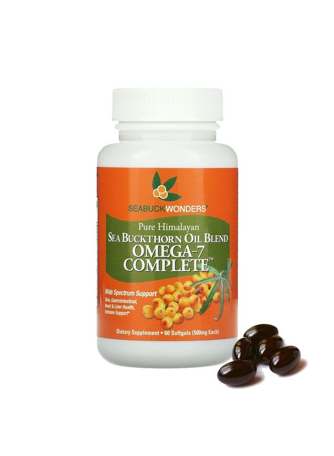 SEABUCKWONDERS خليط زيت البحر النبق أوميغا 7 كامل 60 كبسولة لينة (500 ملغ لكل منها) - Image 2