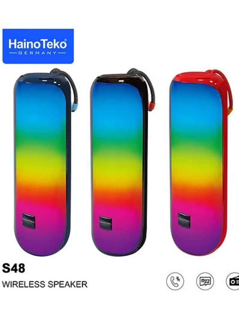 Haino Teko Portable Wireless Speaker with RGB Lights – High-Quality Sound, Compact Design, Rechargeable Battery for Parties, Outdoors, and Events – Black - Image 2
