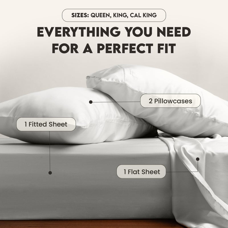 ArthCrafted 100% Eucalyptus Tencel Queen Bed Sheets, 18 Inch Deep Pocket Queen Sheets, Cooling Sheets with Elastic Corner Straps, Eucalyptus Silk Tencel Lyocell (Cool Grey, 4PC Queen) - Image 5