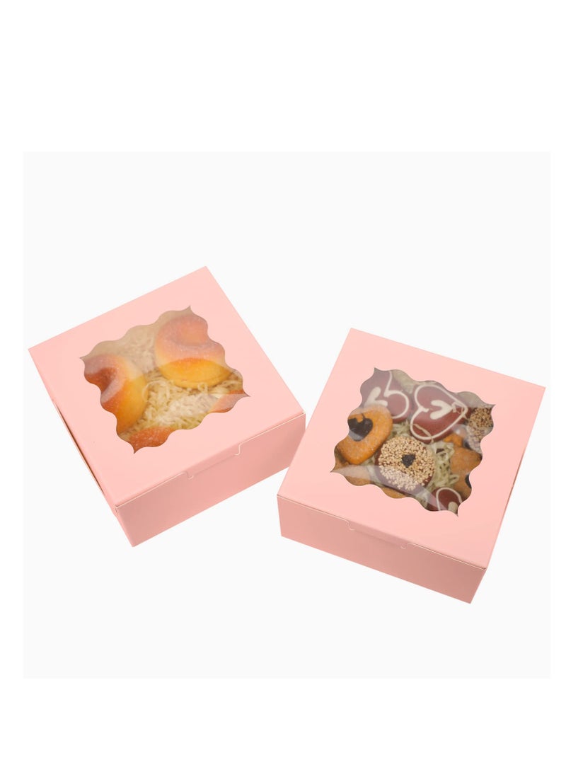 6x6x2.5 بوصة التلقائية المنبثقة مربع الخبز الوردي ، مع نافذة ، والفراولة المغطاة بالشوكولاتة / ميني كيك / ماكلو / الكعك ( 36 قطعة / 60 قطعة / 100 قطعة ) - Image 3