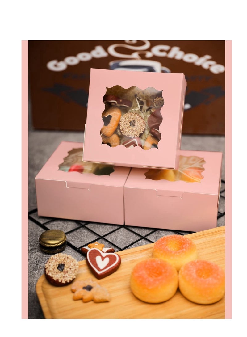 6x6x2.5 بوصة التلقائية المنبثقة مربع الخبز الوردي ، مع نافذة ، والفراولة المغطاة بالشوكولاتة / ميني كيك / ماكلو / الكعك ( 36 قطعة / 60 قطعة / 100 قطعة ) - Image 4