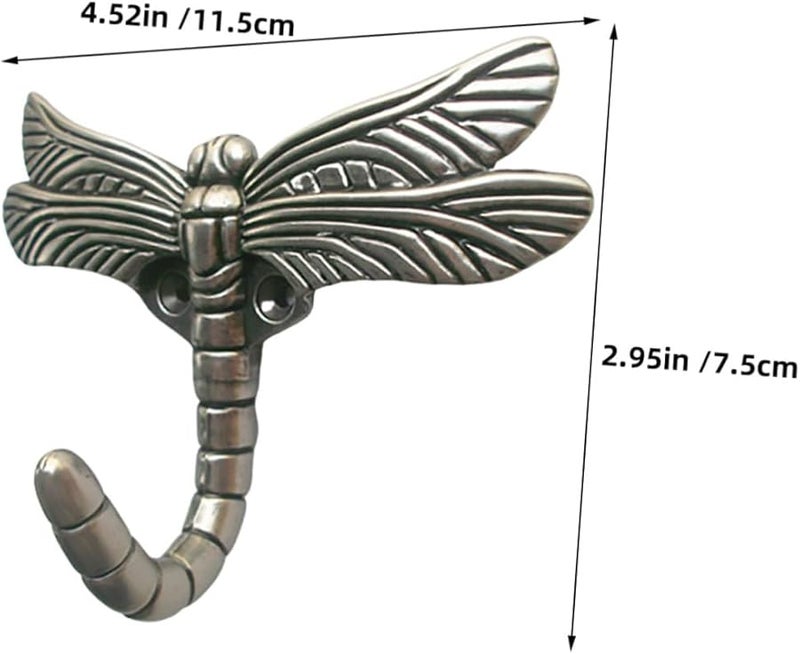 Vintage Metal Dragonfly Coat Hooks Wall Mounted 2 Pack For Kitchen Bathroom - Image 3