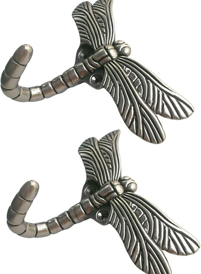 Vintage Metal Dragonfly Coat Hooks Wall Mounted 2 Pack For Kitchen Bathroom - Image 1
