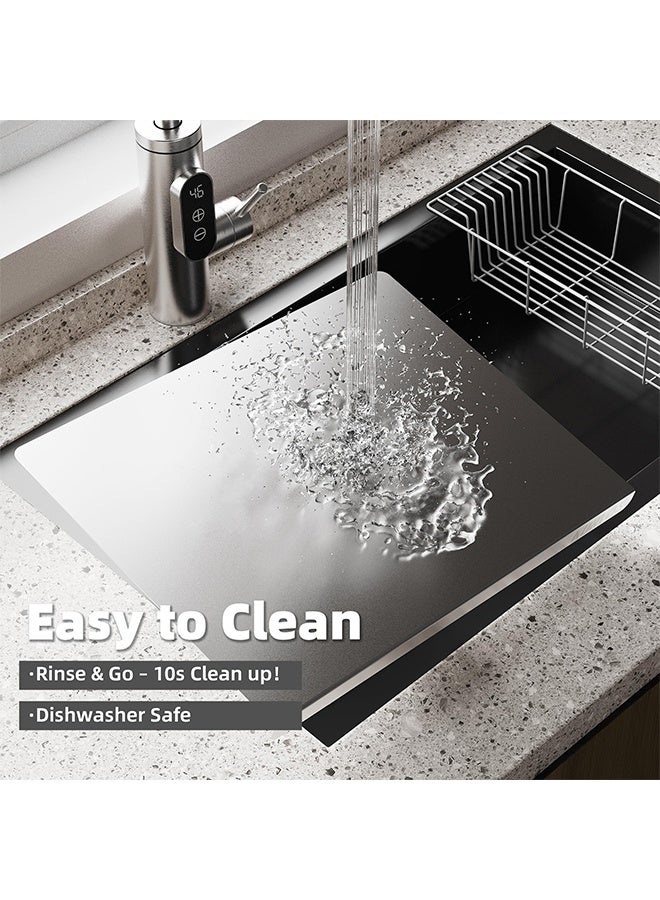 كورفوس ألواح تقطيع من الفولاذ المقاوم للصدأ 304، مقاس كبير 50×40 سم، ألواح تقطيع متينة، لوح تقطيع منخفض الضوضاء، لوح عجين للحوم والخضروات - Image 4