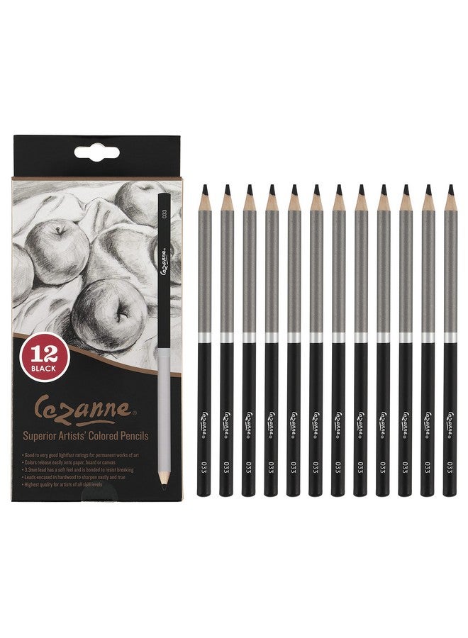 cezanne E Mark Cezanne Premium Colored Pencils Black Set Of 12 - Highly-Pigmented Drawing Pencils - Coloring Pencils For Drawing, Blending, Coloring, And More  - Image 1