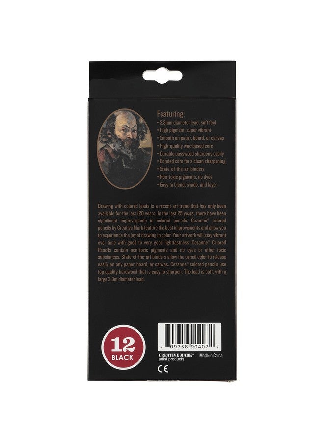 cezanne E Mark Cezanne Premium Colored Pencils Black Set Of 12 - Highly-Pigmented Drawing Pencils - Coloring Pencils For Drawing, Blending, Coloring, And More  - Image 2