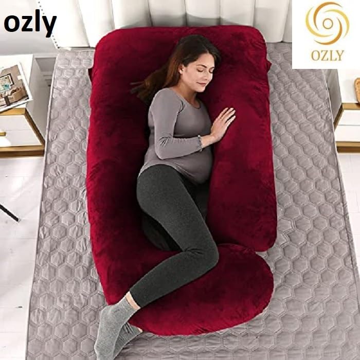 ozly Ultra Soft j Shaped Pillow Polyester Fibre, Microfibre Solid Pregnancy Pillow Pack of 1 (Wine) - Image 4