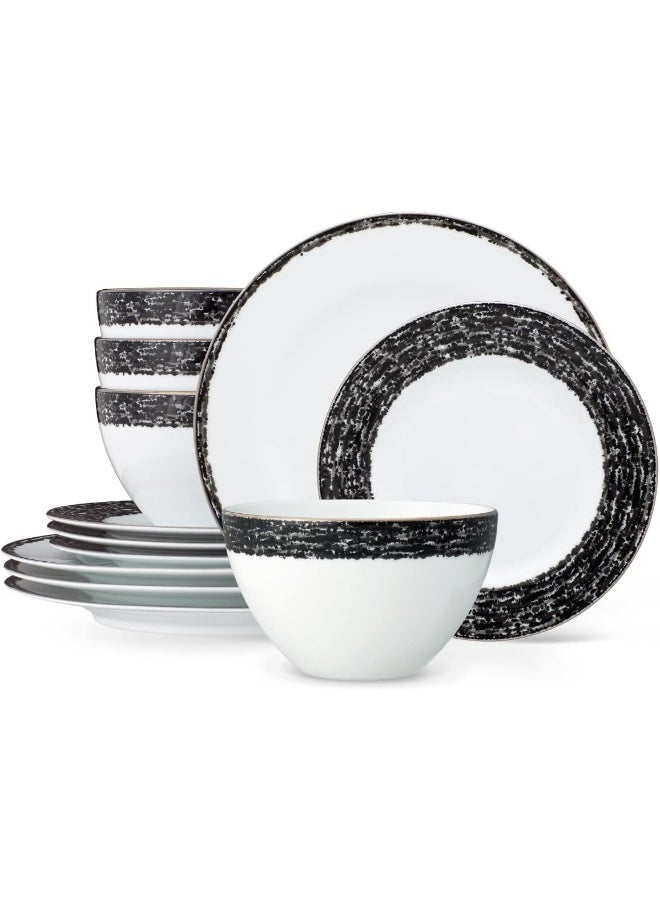 Noritake طقم أدوات المائدة نوريتاكي بلاك ريل 12 قطعة لخدمة 4 أشخاص - Image 1