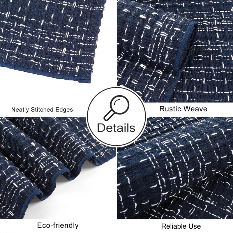 Seavish Seavish Boho Bathroom Rug Runner  Laundry Rug Woven Bath Mat  2'x4.2' Dark Blue Throw Rug Cotton Area Rug Washable Runner Rugs for Kitchen Hallway Living Room Bedroom Patio  - Image 3