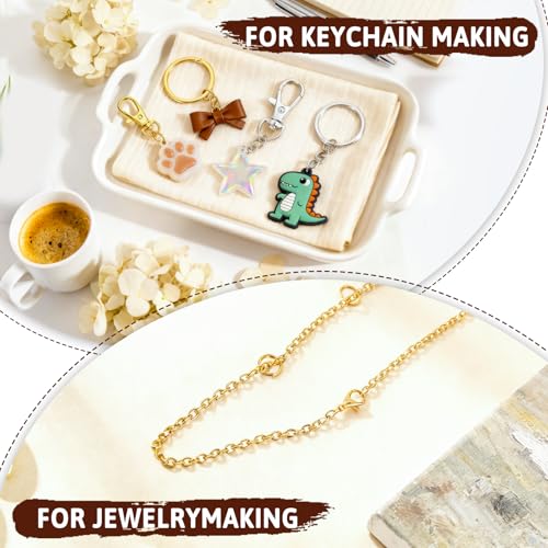 KIAFUM 1000-Piece Keychain Making Kit - Gold and Silver Lobster Claw Clasps, Key Rings, Jump Rings, Charms & Chains for DIY Craft Supplies, Jewelry Making, Bag Charms, and Lip Gloss Lanyards - Image 3