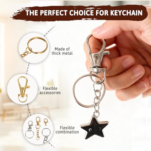 KIAFUM 1000-Piece Keychain Making Kit - Gold and Silver Lobster Claw Clasps, Key Rings, Jump Rings, Charms & Chains for DIY Craft Supplies, Jewelry Making, Bag Charms, and Lip Gloss Lanyards - Image 4