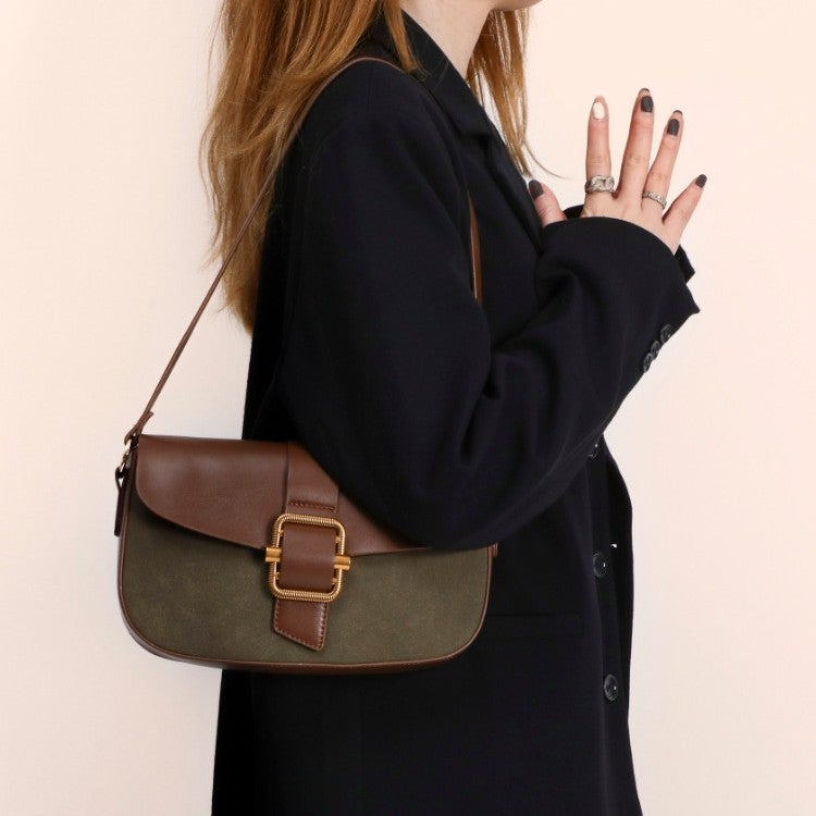Niche Matte Patchwork Underarm Bag For Women, High-End, Elegant, Casual, Color-Blocked Shoulder Bag, Fashionable Commuter Small Square Bag - Image 5