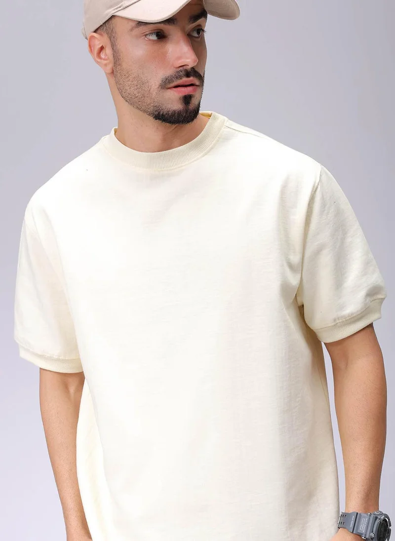The Indian Garage Co Men Oversized Solid Crew Neck Overhead Sweatshirt